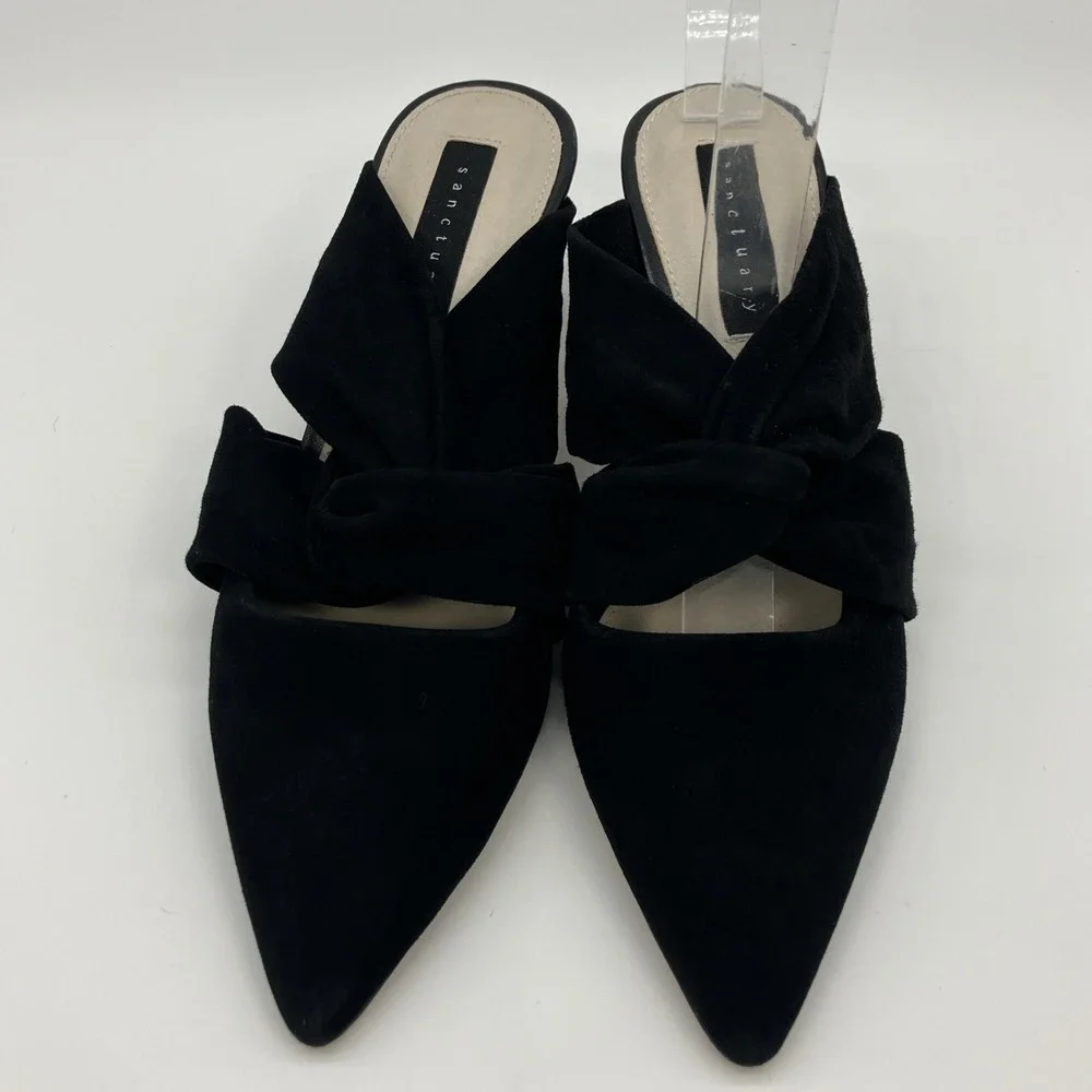 Sanctuary Sunset 2.0 Black Suede‎ Mule Wooden Block Heel Shoes 6M Luxury